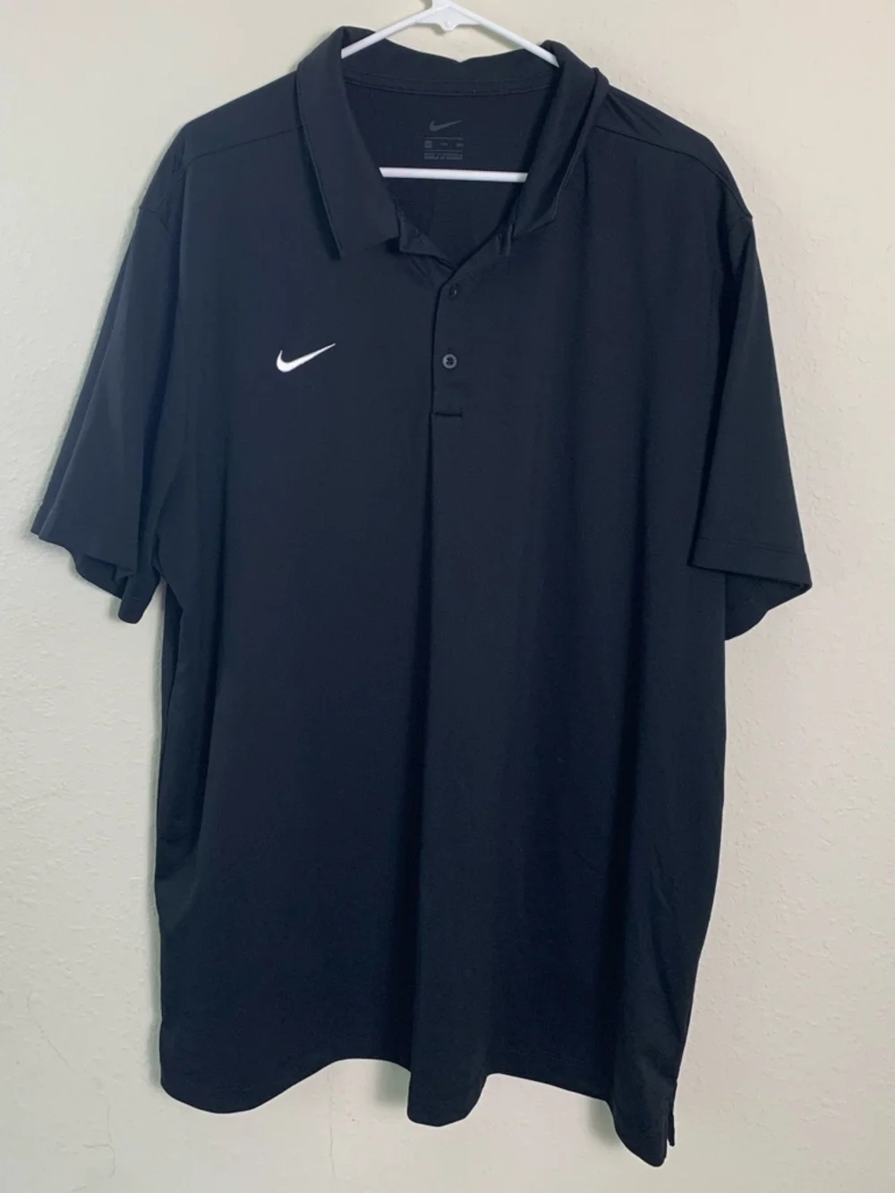 Nike Black‎ Short-Sleeve Polo White Swoosh XXL Golf Tennis Prep Office Casual